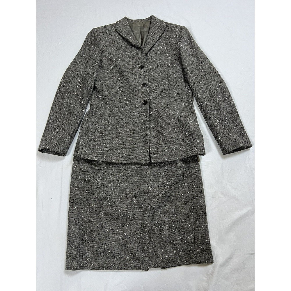 Vintage Lafayette 148 Tweed 2 Piece Skirt Suit Set |‎ Wool Cashmere | Size 12